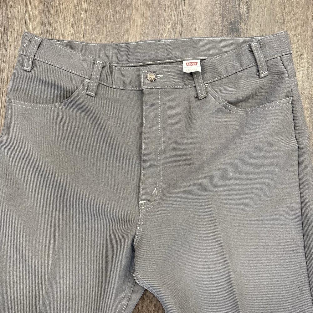 Levi's Black Tag Vintage 1970s Polyester Pants‎ W40 L30 Gray USA - Picture 4 of 16
